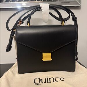Quince Italian Leather Top Handle Crossbody Satchel black brand new